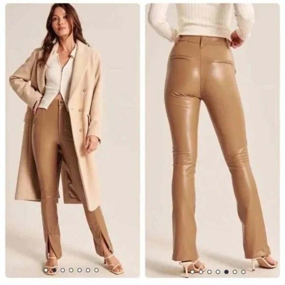 Abercrombie Curve Love Skinny Ultra High Rise Faux Leather Pants Women 33 Camel